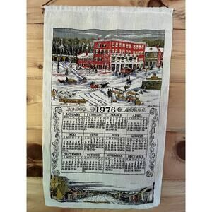 VTG Linen Tea Towel/Wall Hanger. Lebanon Ohio. The Golden Lamb. Winter